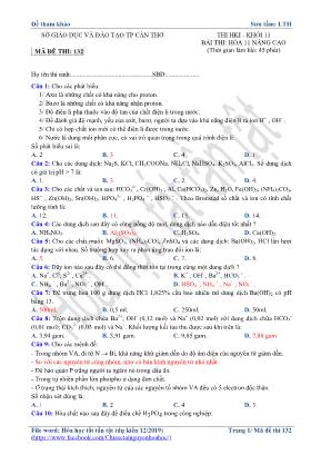 Đề thi học kỳ I môn Hóa học Lớp 11 (Cơ bản) - Mã đề 132 - Sở giáo dục và đào tạo Cần Thơ